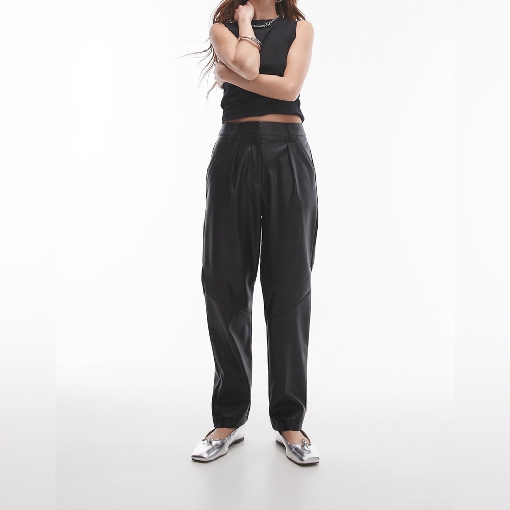 Topshop Black Faux Leather Peg Pants Size 6